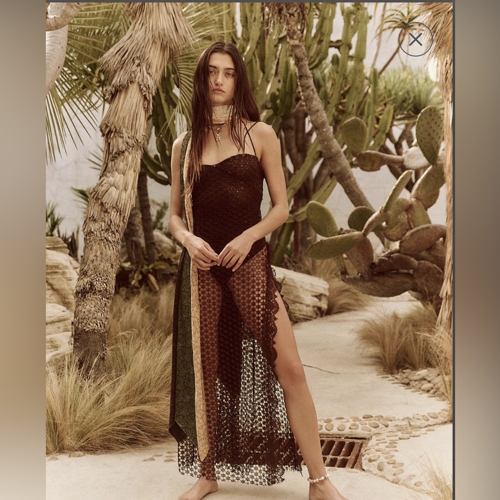 FREE PEOPLE X INTIMATELY || Smoke & Mirrors Brown Bodysuit Slip. Sz. XS - Picture 3 of 16